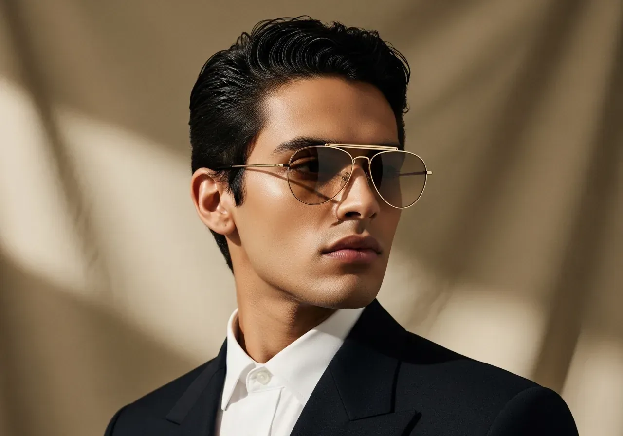 Modelo unisex con aviador metálico fino doble puente estilo Gucci