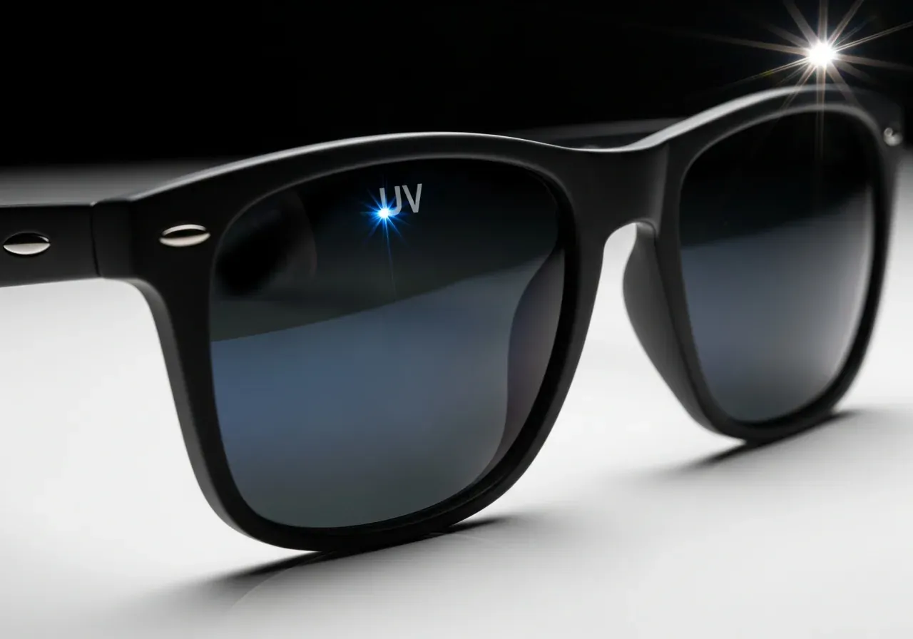 Gafas oscuras sin protección UV bajo luz intensa